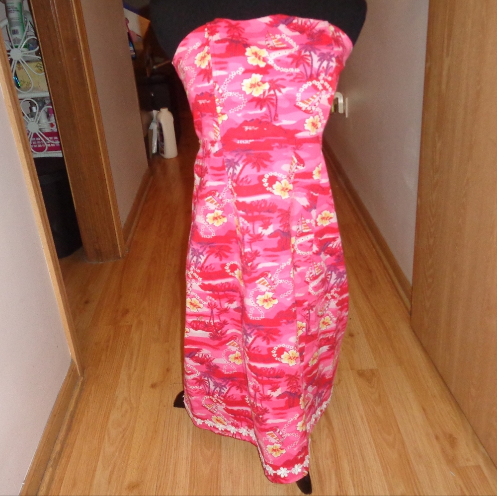 Bamboo Trader Floral Strapless Floral Dress 8